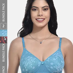 StyFun Pack Of 2 Printed Full Coverage Lightly Padded All Day Comfort Bra-18