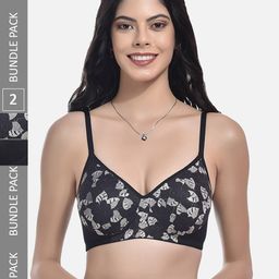 StyFu Pack Of 2 Non-wired Lightly Padded Seamless Everyday Bra All Day Comfort-10