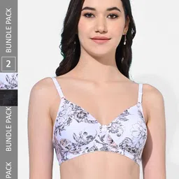 FIMS Pack Of 2 Floral Printed Full Coverage Lightly Padded Bra With All Day Comfort-7