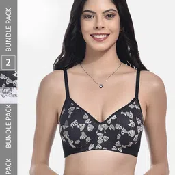 StyFun Pack of 2 Printed Full Coverage Seamless Lightly Padded Bra All Day Comfort-37
