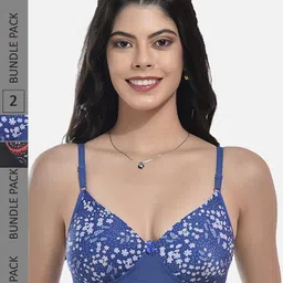 StyFun Pack Of 2 Floral Non-wired Lightly Padded Seamless Every Day Bra All Day Comfort-29