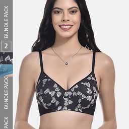 StyFun Pack of 2 Printed Full Coverage Seamless Lightly Padded Bra All Day Comfort-picture-3
