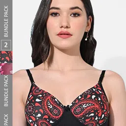 FIMS Pack Of 2 Printed Full Coverage Lightly Padded Everyday Bra All Day Comfort-picture-3