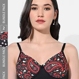 FIMS Pack Of 2 Polka Dot Printed Full Coverage Lightly Padded Bra With All Day Comfort-picture-0