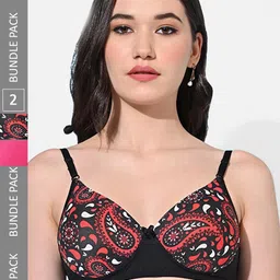 FIMS Pack Of 2 Printed Full Coverage Lightly Padded Everyday Bra All Day Comfort-19