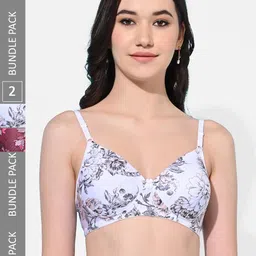 FIMS Pack Of 2 Floral Printed Full Coverage Lightly Padded Bra With All Day Comfort-9