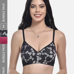 StyFun Pack of 2 Floral Printed Bra Full Coverage Lightly Padded-24