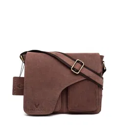 WildHorn Men Brown Genuine Leather Messenger Bag-53