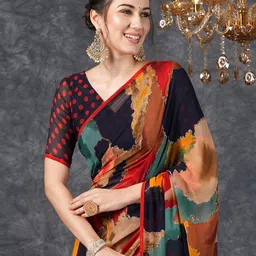 KALINI Abstract Printed Pure Georgette Bagh Saree-picture-21