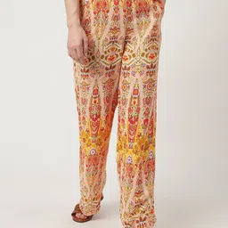 Marks & Spencer Women Ethnic Motifs Printed Straight Fit High-Rise Trousers-image-69