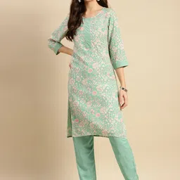 Rangita Floral Printed Regular Kurta with Trousers-19