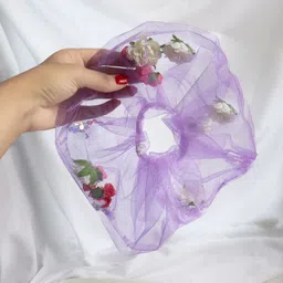 Soho Boho Studio Women Purple & Pink Oversized Scrunchie Ponytail Holders-56