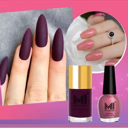 MI FASHION Set of Vernis A Ongles High Shine 15 ml & Velvet Matte Nail Polish 9.9 ml-28