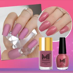 MI FASHION Set of Vernis A Ongles High Shine 15 ml & Velvet Matte Nail Polish 9.9 ml-16