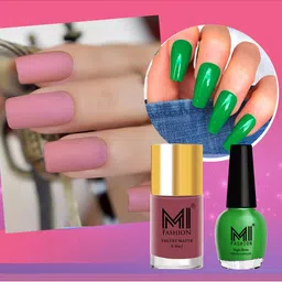 MI FASHION Set of Vernis A Ongles High Shine 15 ml & Velvet Matte Nail Polish 9.9 ml-39