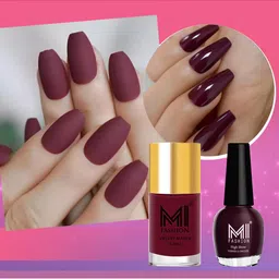 MI FASHION Set of Vernis A Ongles High Shine 15 ml & Velvet Matte Nail Polish 9.9 ml-44