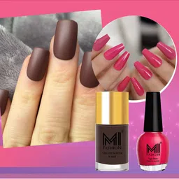 MI FASHION Set of Vernis A Ongles High Shine 15 ml & Velvet Matte Nail Polish 9.9 ml-51