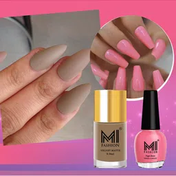 MI FASHION Set of Vernis A Ongles High Shine 15 ml & Velvet Matte Nail Polish 9.9 ml-image-84