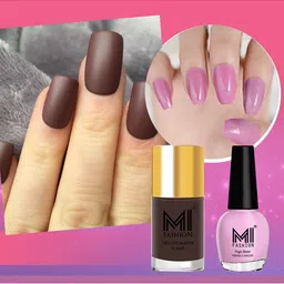 MI FASHION Set of Vernis A Ongles High Shine 15 ml & Velvet Matte Nail Polish 9.9 ml-14