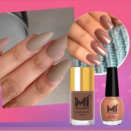 MI FASHION Set of Vernis A Ongles High Shine 15 ml & Velvet Matte Nail Polish 9.9 ml-image-46