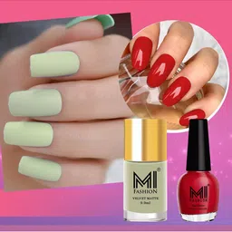 MI FASHION Set of Vernis A Ongles High Shine 15 ml & Velvet Matte Nail Polish 9.9 ml-57