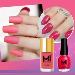 MI FASHION Set of Vernis A Ongles High Shine 15 ml & Velvet Matte Nail Polish 9.9 ml-45