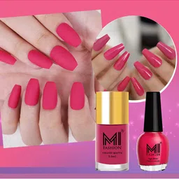 MI FASHION Set of Vernis A Ongles High Shine 15 ml & Velvet Matte Nail Polish 9.9 ml-47