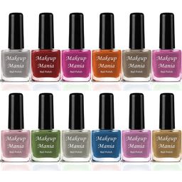 Makeup Mania Set of 12 High-Shine Long-Lasting Non-Toxic Nail Polish 6ml Each - Shade 210-56