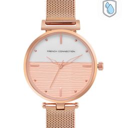 French Connection Women Silver-Toned Dial & Rose Gold Toned Stainless Steel Bracelet Style Straps Analogue Watch-59