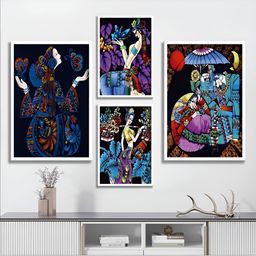 Aura Blue & Purple 4 Piece Wood Abstract Wall Paintings-picture-29