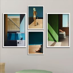 Aura Brown & Beige 4 Piece Wood Abstract Wall Paintings-picture-23