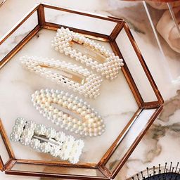DN Creation Women Set of 6 Pearl Embellished Tic Tac Hair Clips-30