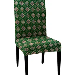 Lazi Green and Pink Geometric Printed Stretchable Dining Chair Cover-picture-18