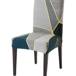 HOKIPO Green & Grey Printed Stretchable Chair Cover-image-96