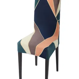 HOKIPO Green & Grey Printed Stretchable Chair Cover-image-36