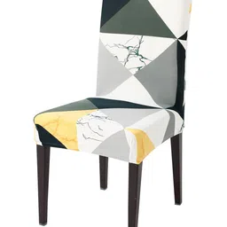 HOKIPO White & Grey Printed Stretchable Chair Cover-image-86