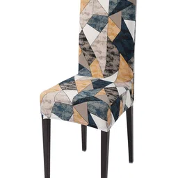 HOKIPO Blue & Beige Printed Stretchable Chair Cover-image-58