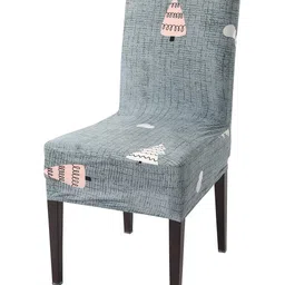 HOKIPO Grey & White Printed Stretchable Chair Cover-image-28