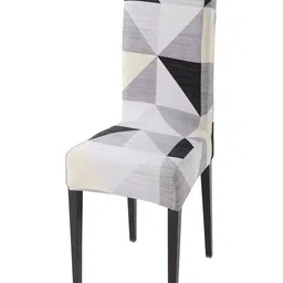 HOKIPO Grey & Black Printed Stretchable Chair Cover-image-45