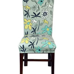 HOKIPO Grey & Yellow Printed Elastic Stretchable Chair Cover-image-68