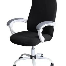 HOKIPO Black Textured Water Resistant Jacquard Chair Cover-image-3