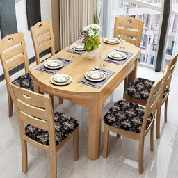 Cortina Black & Beige 6 Pcs Ethnic Motif Printed Chair Cover-47