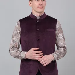 Cantabil Mandarin Collar Single-Breasted Slim Fit Nehru Jacket-picture-56