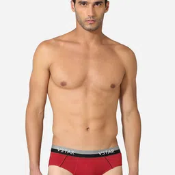 VStar Pack Of 2 Pure Cotton Basic Briefs CAVIN NEO-2PCS-DARK_RED-image-58