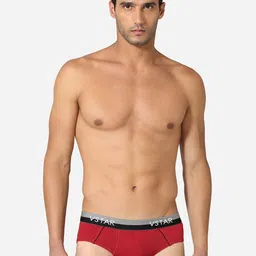 VStar Pack Of 2 Pure Cotton Basic Briefs CAVIN NEO-2PCS-DARK_RED-image-50