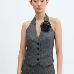 MANGO Corsage Detail V-Neck Sleeveless Waistcoat-picture-15