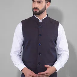 Canary London Men Printed Nehru Jacket-32