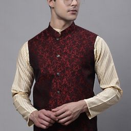 Jompers Woven Design Nehru Jackets-45