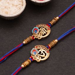 CraftVatika Unisex Set of 2 OM & Shree Thread Rakhi-11