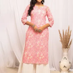 FIORRA Floral Printed Pure Cotton Straight Kurta-image-26